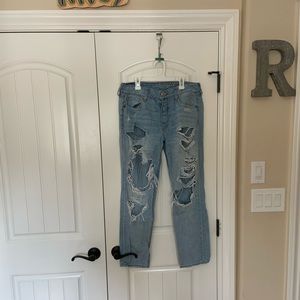 light destroyed american eagle boyfriend jeans